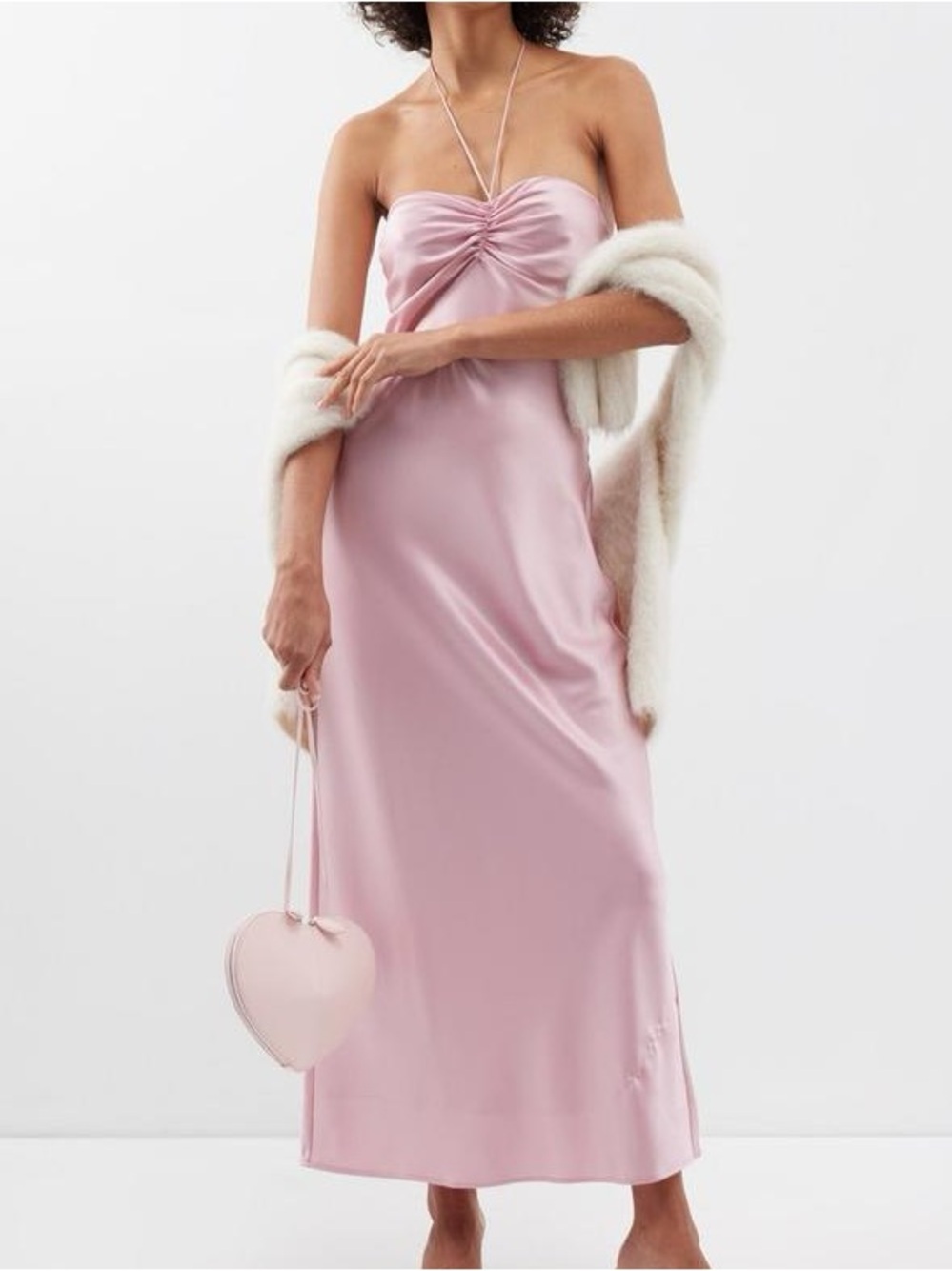 Reformation Valora Satin Halter Midi Dress in Baby Girl, NWT, Size 10